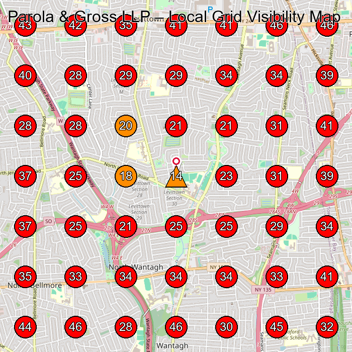 Parola & Gross LLP GeoGrid visibility map for Legal Services in Farmingdale